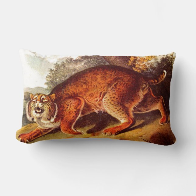 19th century bobcat print lumbar pillow (Front)