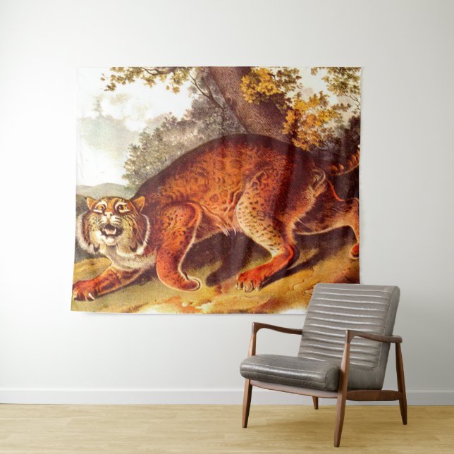 19th century bobcat print tapestry (In Situ (Horizontal))