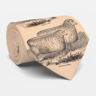 19th century Cotswold ewes print Neck Tie