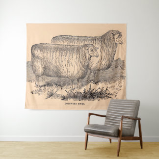 19th century Cotswold ewes print Tapestry