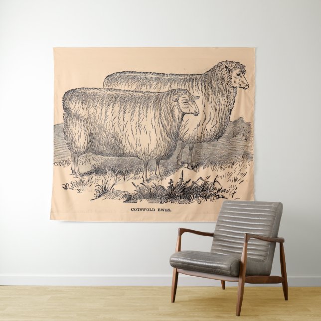 19th century Cotswold ewes print Tapestry (In Situ (Horizontal))