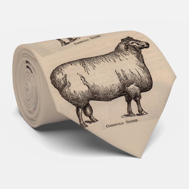 19th century Cotswold sheep print  Neck Tie (Rolled)