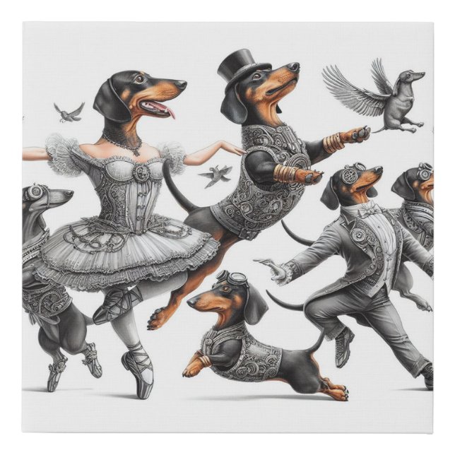 19th Century Dachshund Art Faux Canvas Print (Front)
