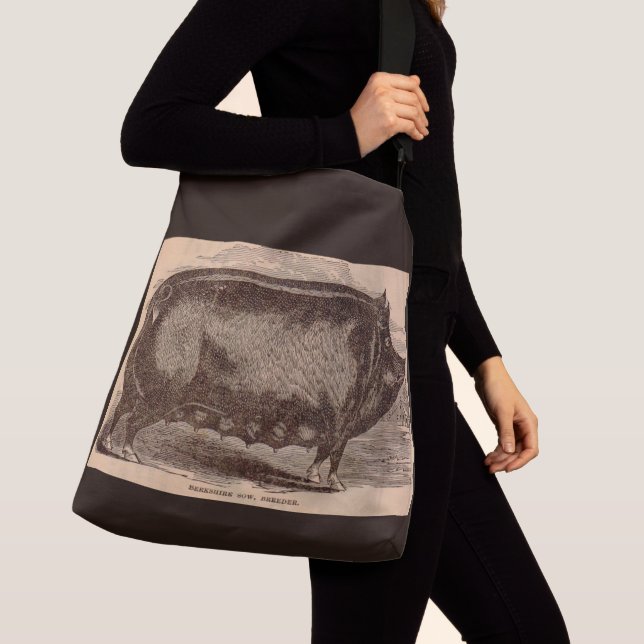 19th century farm animal print Berkshire sow no. 1 Crossbody Bag (Close Up)