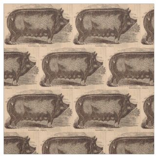 19th century farm animal print Berkshire sow no. 1 Fabric