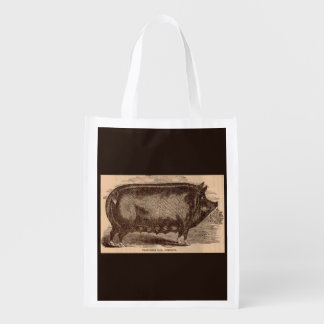 19th century farm animal print Berkshire sow no. 1 Reusable Grocery Bag