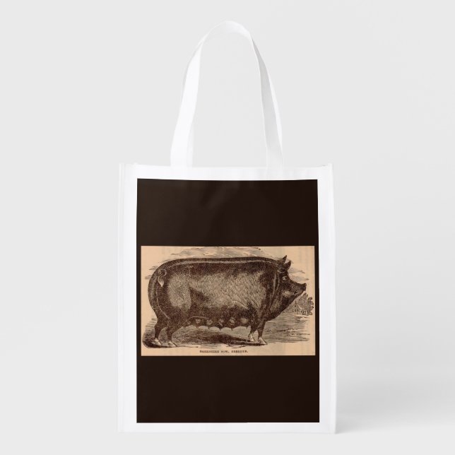 19th century farm animal print Berkshire sow no. 1 Reusable Grocery Bag (Front)