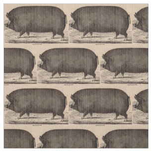 19th century farm animal print Berkshire sow no. 2 Fabric