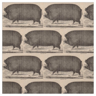 19th century farm animal print Berkshire sow no. 2 Fabric