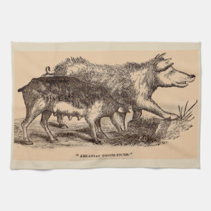 19th century farm animal print pigs kitchen towel