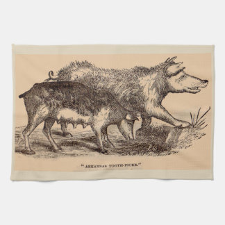 19th century farm animal print pigs kitchen towel