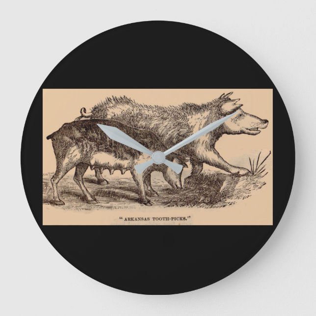 19th century farm animal print pigs large clock (Front)