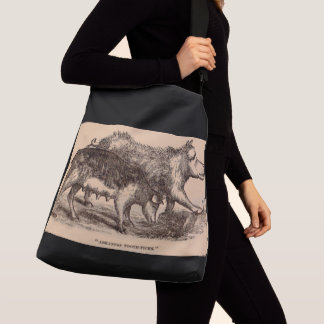 19th century farm animal print pigs print crossbody bag