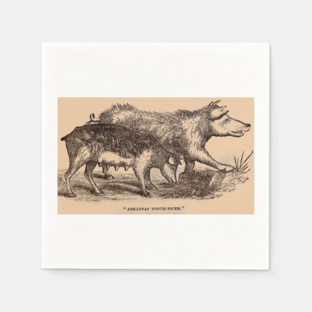 19th century farm animal print pigs print napkins (Front)