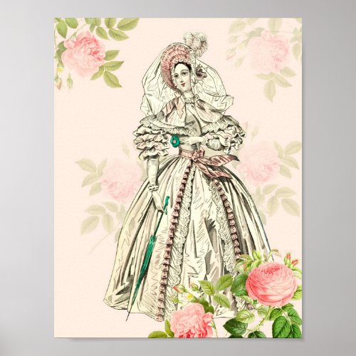 19th century fashion poster with victorian lady