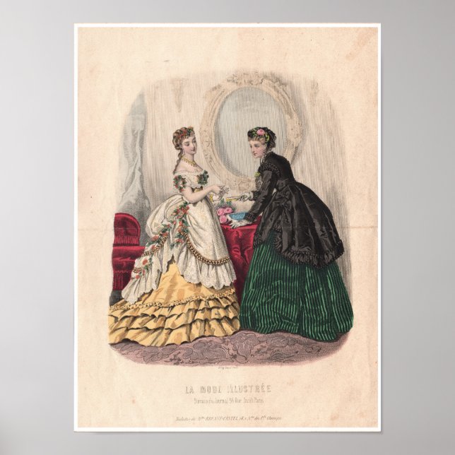 19th Century French Antique Fashion Illustration Poster (Front)