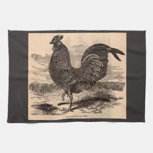 19th century Gallus Sonneratii rooster print Kitchen Towel