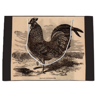 19th century Gallus Sonneratii rooster print Large Gift Bag