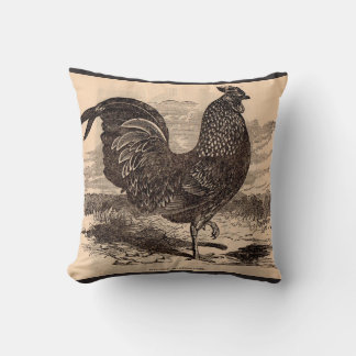 19th century Gallus Sonneratii rooster print Throw Pillow