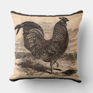 19th century Gallus Sonneratii rooster print Throw Pillow
