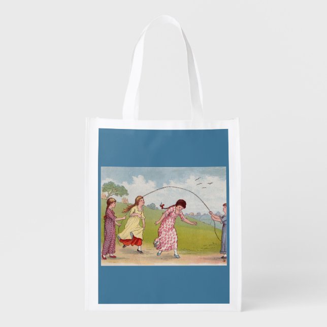 19th century girls playing jump rope grocery bag (Front)