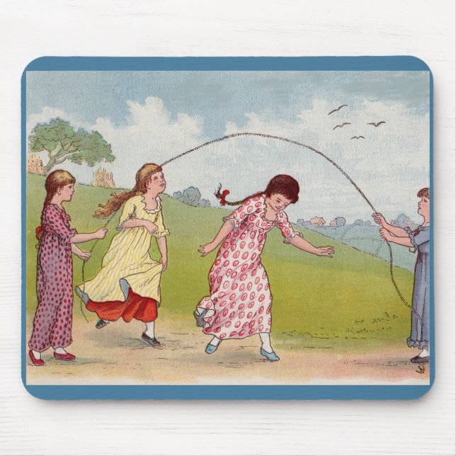 19th century girls playing jump rope mouse pad (Front)