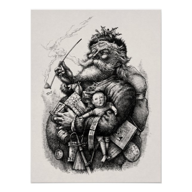 19th century illustration of a Santa Claus Poster (Front)