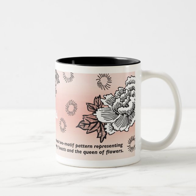 19th Century Japanese Design/Translation, peony Two-Tone Coffee Mug (Right)
