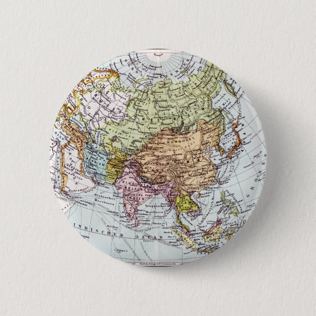 19th Century Map of Asia Button (Front)