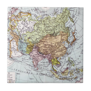 19th Century Map of Asia Ceramic Tile