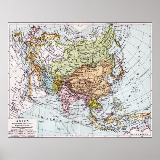 19th Century Map of Asia Poster | Zazzle.com