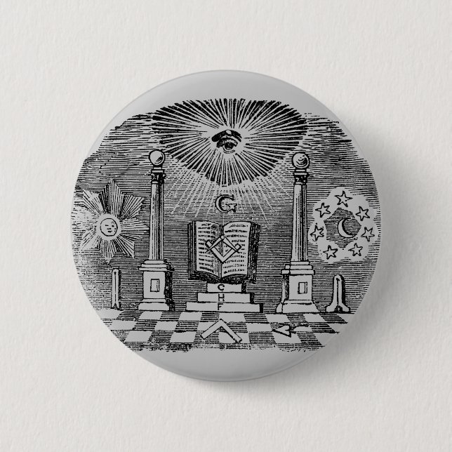 19th Century Masonic Blockcut engraving Button (Front)