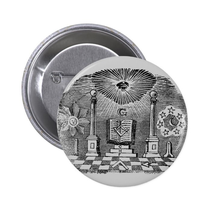 19th Century Masonic Blockcut engraving Button