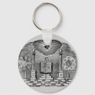 19th Century Masonic Blockcut engraving Keychain