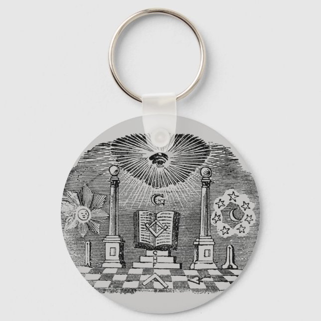19th Century Masonic Blockcut engraving Keychain (Front)