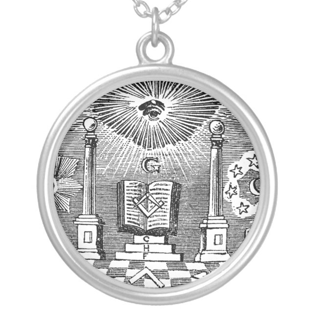 19th Century Masonic Blockcut engraving Necklace (Front)