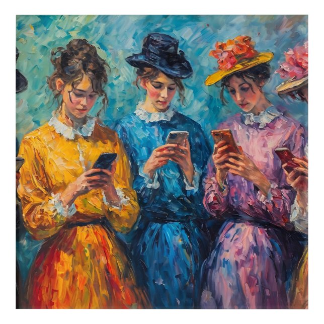 19th Century People Using Smartphones Acrylic Print (Front)