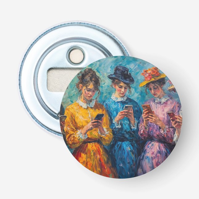19th Century People Using Smartphones Bottle Opener (Front)