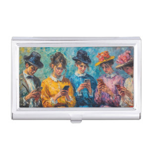 19th Century People Using Smartphones Business Card Case