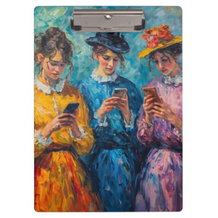 19th Century People Using Smartphones Clipboard