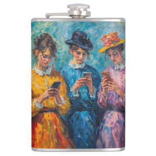 19th Century People Using Smartphones Flask