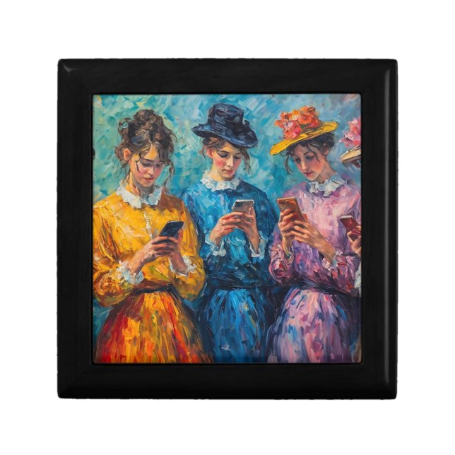 19th Century People Using Smartphones Gift Box (Front)