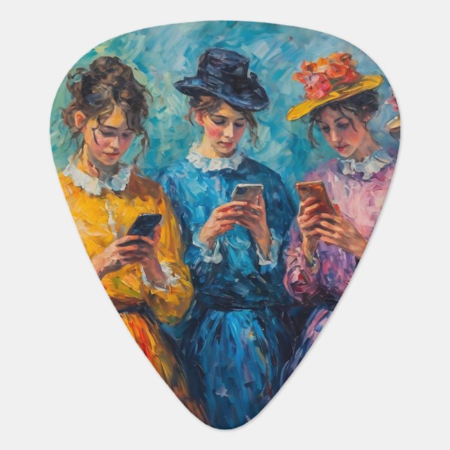 19th Century People Using Smartphones Guitar Pick (Front)