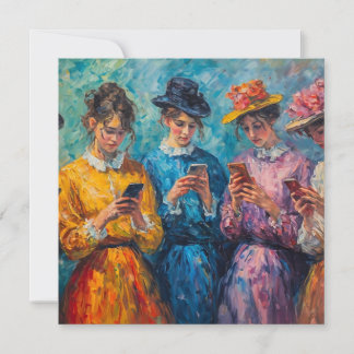 19th Century People Using Smartphones Invitation