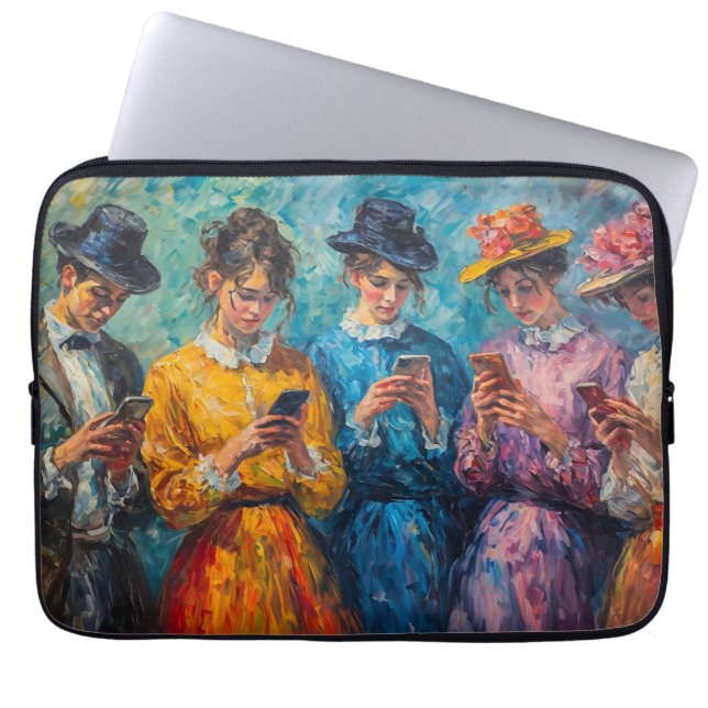 19th Century People Using Smartphones Laptop Sleeve (Front)