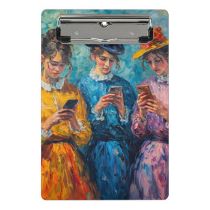 19th Century People Using Smartphones Mini Clipboard