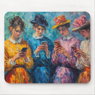 19th Century People Using Smartphones Mouse Pad