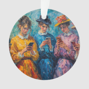 19th Century People Using Smartphones Ornament