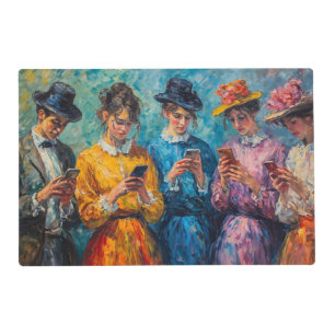 19th Century People Using Smartphones Placemat