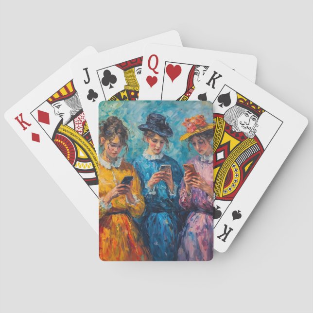 19th Century People Using Smartphones Poker Cards (Back)